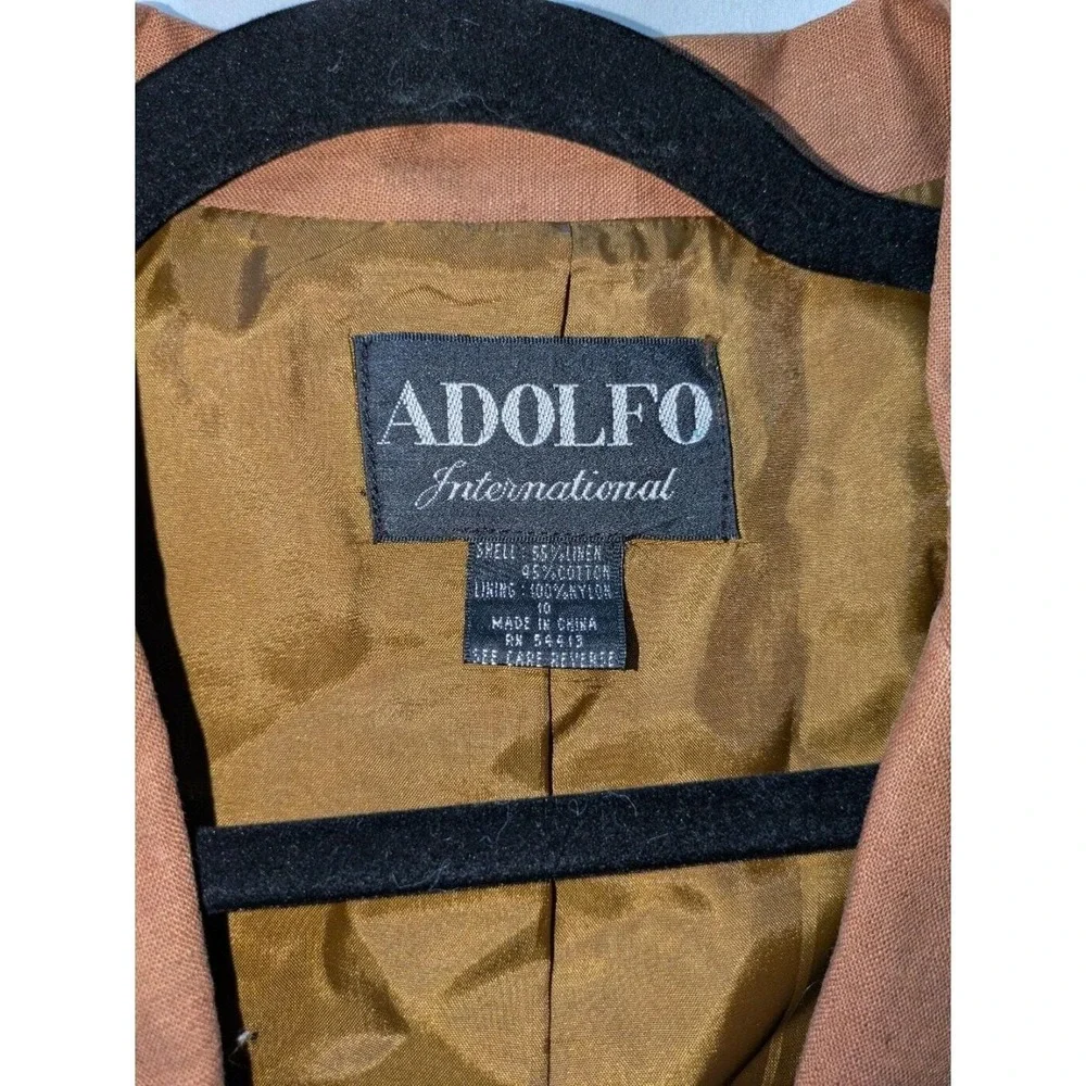 Adolfo International Blazer Womens 10 Brown Single Button Career Jacket - Picture 3 of 9